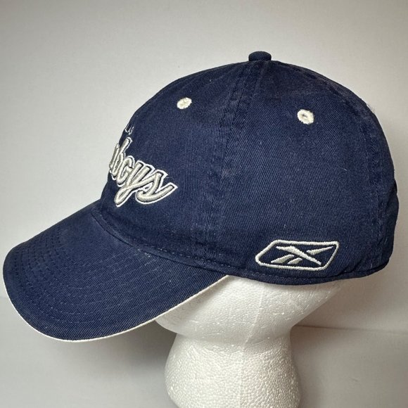 Reebok On Field VTG NFL Dallas Cowboys Navy Blue Embroidered Strap Back Hat Cap - Picture 2 of 6